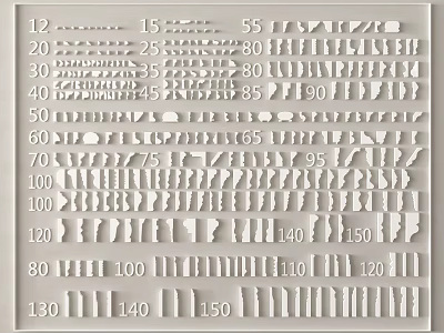 Various Decorative Gypsum Cornice Styles With Multiple Patterns And Sizes For Interior Design 3d model