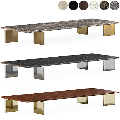Stylish Coffee Tables With Marble Wooden Black Tops And Gold Silver Metal Legs 3d model