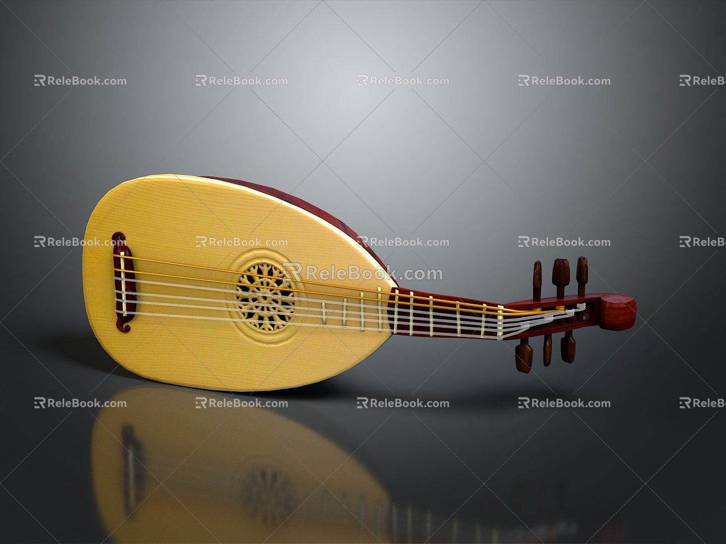 Lutte lute lute lute dret string instrument 3d model