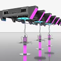 Modern Food Display Equipment With Black Devices Pink Pillars And Colorful Lights