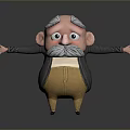 Elderly Man With Gray Mustache And Outstretched Arms Wearing Brown Pants And Black Jacket