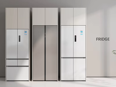 Modern Fridge Freezer Designs With Different Styles And White Finishes For Kitchen 3d model