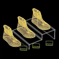 Stylish High-top Shoes in White and Gray on Transparent Display Stand with Price Tags