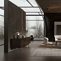 Modern Restaurant Interior Design With Open Layout Marble Dining Table And Chairs