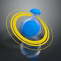 Blue Glass Bottle With Blue Cap And Yellow Rings On Black Background
