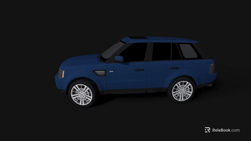 Blue Sporty SUV With Black Windows Modern Exterior And Silver Wheels 3d model 