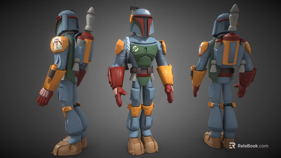 Colorful Armored Sci Fi Warrior Character Toy Figure Three Angles View Design 3d model 