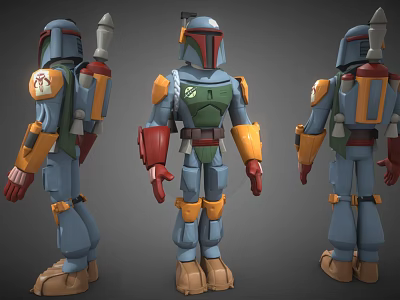 Colorful Armored Sci Fi Warrior Character Toy Figure Three Angles View Design 3d model
