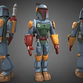 Colorful Armored Sci Fi Warrior Character Toy Figure Three Angles View Design