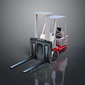 White Industrial Forklift With Red Wheels And Front Forks For Material Handling