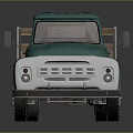 Classic Teal Vintage Truck Featuring Wooden Cargo Bed And Metal Rails