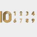 Golden Number Hanging Ornaments 0-9 Stylish Numerical Decorative Wall Decor for Home Decoration