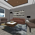 Modern Office Space With Large Wooden Desk Computer Brown White Chairs Wall Art And Windows