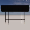 Black Entryway Cabinet Sideboard With Vertical Slats And Metal Legs Golden Feet