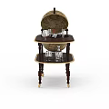 Stylish Bar Cart With Globe Design Featuring Wine Glasses And Bottles