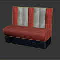 Stylish Multi Seat Sofa With Red Upholstery White Striped Backrest And Dark Base