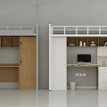 Modern Multifunctional Bunk Bed Design With Study Desk Storage Cabinets And Shelves 3d model