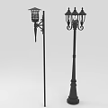Classic Style Black Outdoor Furniture With Wall Mounted And Floor Standing Lamp Posts