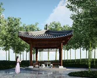 Chinese style pavilion SU model 3d model