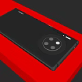 Huawei Sleek Black Smartphone on Red Platform with Circular Camera Module