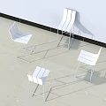 Modern White Bar Stools With Metal Frame And Striped Backrest In Kitchen Space 3d model