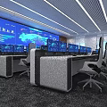 Bright Modern Monitoring Control Room Equipped With Large Data Screen And Professional Operation Consoles