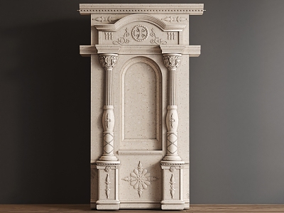 European-style carved window component pillar window hole 3d model