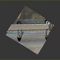 Water Dam Spillway Structure With Concrete Piers Sloped Ramp And Metal Railings