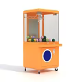 Orange Claw Machine Featuring Transparent Cover Colorful Balls And Circular Control Panel 3d model