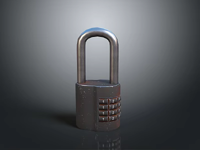 Sturdy Metal Padlock With Combination Dials And Secure U Shaped Shackle 3d model