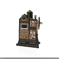 Vintage Mechanical Equipment With Green Top Knobs Dials And Metal Body