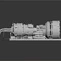 White Industrial Turbine Machinery 3D Model on Gray Reflective Platform