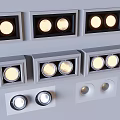 Modern Recessed Grille Lights With White Frames Warm LED Light And Row Arrangement 3d model