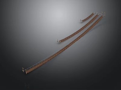 Industrial Metal Rail Track Components With Longitudinal Bars And Connecting Joints 3d model