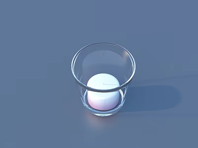 Transparent Glass Cup With White Ball For Daily Household Use 3d model