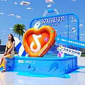Beach Style Summer Photo Check In Spot With Heart Shaped TikTok Logo Surfboard And Starfish