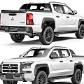 Mitsubishi White Pickup Truck with Black Wheels Rugged Design and Cargo Bed