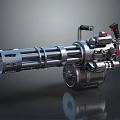 Powerful Gatling Gun Weapon With Multiple Metal Barrels Hand Grip And Trigger Mechanism