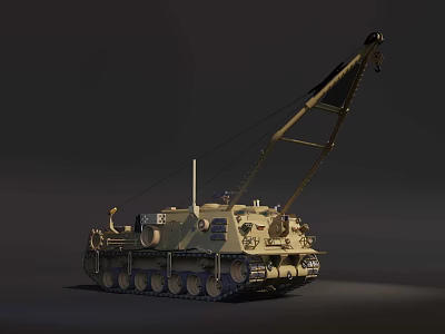 Armored Military Vehicle With Crane System For Battlefield Recovery Missions 3d model