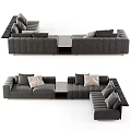 Modern Gray Sectional Sofa With Plush Fabric Cushions And Modern Design Elements 3d model