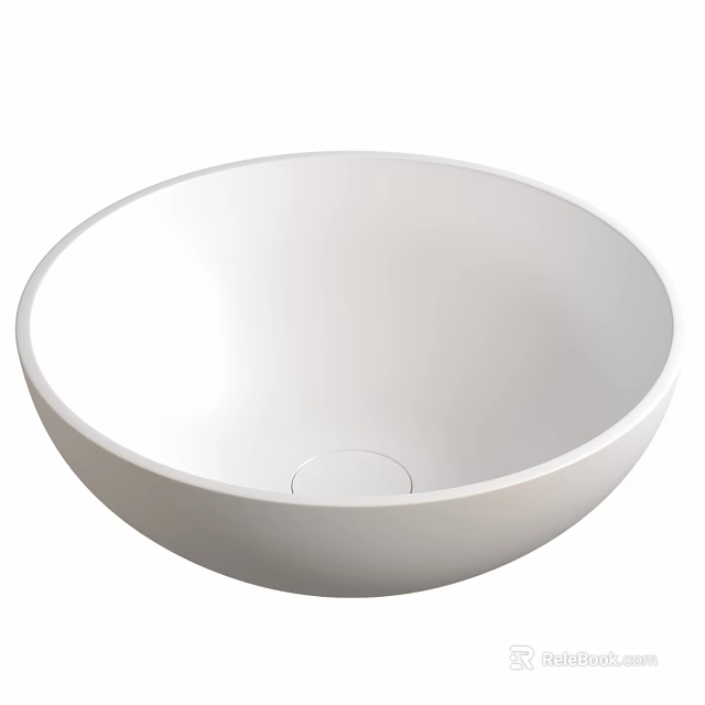 White Round Modern Minimalist Wash Basin With Smooth Surface Design 3d model 