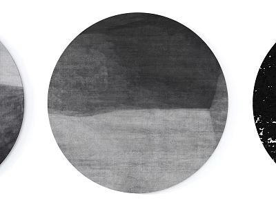 Three Round Rugs With Modern Gray And Black Textured Patterns For Home Decor 3d model