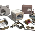 Stylish Pet Supplies Including Cat Beds Litter Boxes Feeding Bowls And Toys