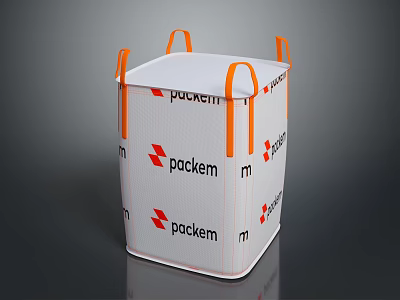 White Mesh Storage Basket With Orange Handles And Packem Logo For Organizing 3d model