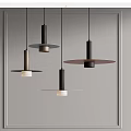 Modern Minimalist Pendant Lights With Circular Shades And Metal Rods