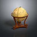 Vintage Globe Decorative Furniture With Wooden Stand And Ornate Base