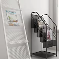 White and Black Grid Design Display Shelves with Magazines in Modern Room