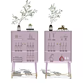 Modern Wine Cabinet With Glass Doors Displaying Wine Bottles Decorative Items And Green Plants