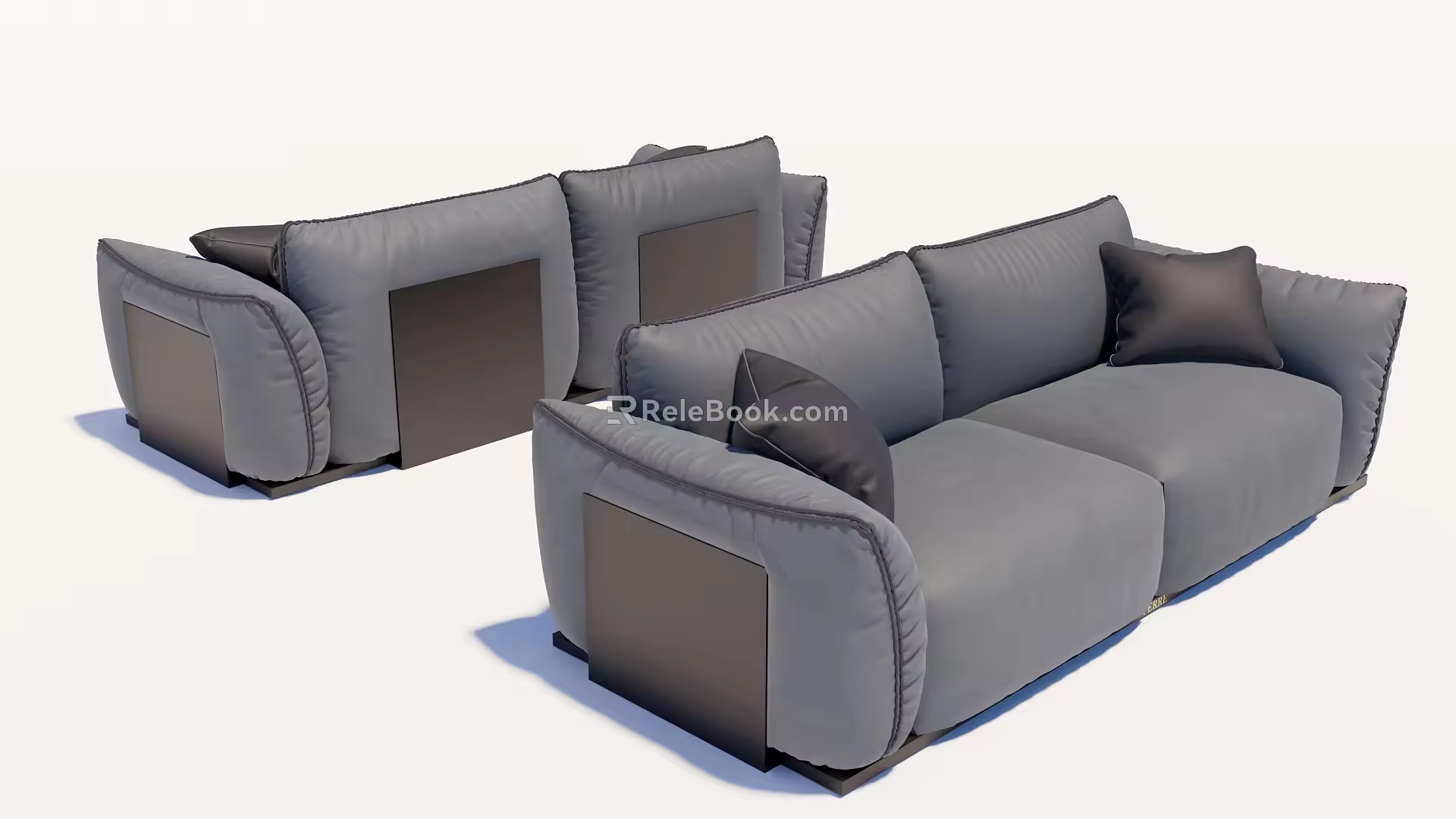 Modern double sofa one-word sofa 3d model