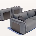 Modern double sofa one-word sofa 3d model